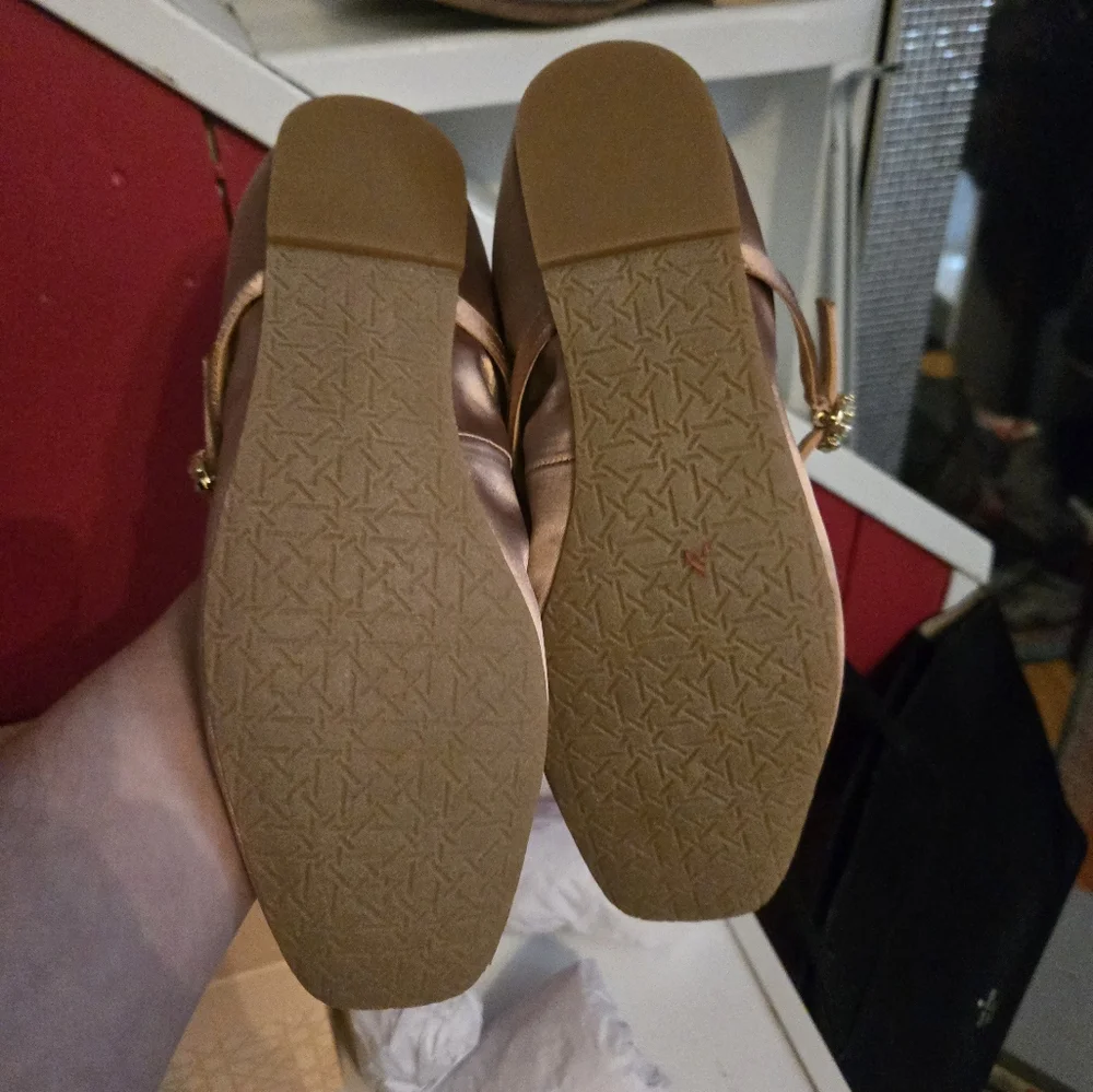 Badgley Mischka Pink and Brown Flats with Mary Jane Style - Picture 4 of 4
